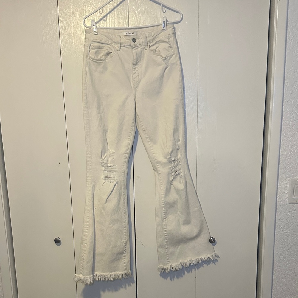 Stylish Cream Flare Women Jeans